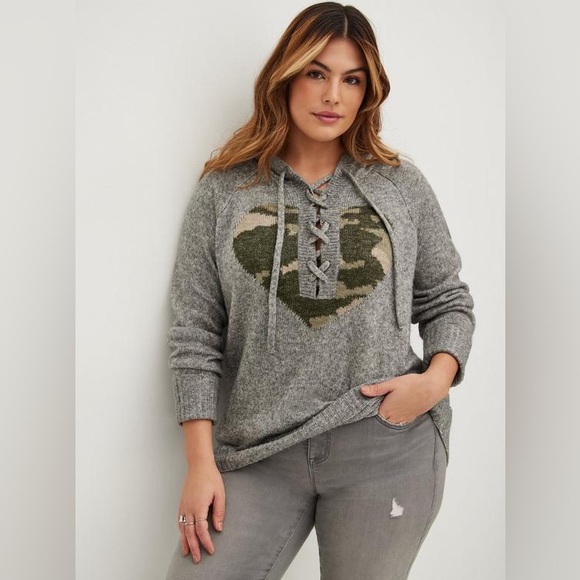 TORRID 3X(22-24) Chunky Pullover Hooded Raglan Sweater - Picture 1 of 9